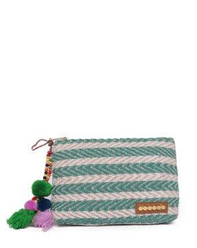 textured travel wallet with tassels