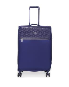 textured trolley bag with signature branding
