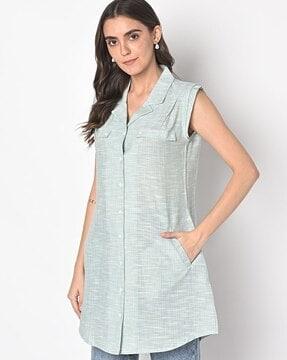 textured tunic with pockets