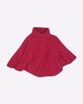 textured turtleneck cape sweater