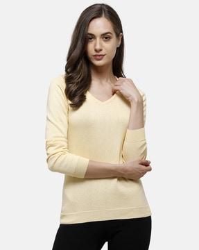 textured v-neck pullover