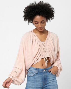 textured v-neck top