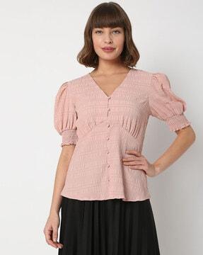 textured v-neck top