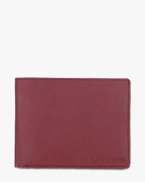 textured vegan leather classic bi-fold wallet