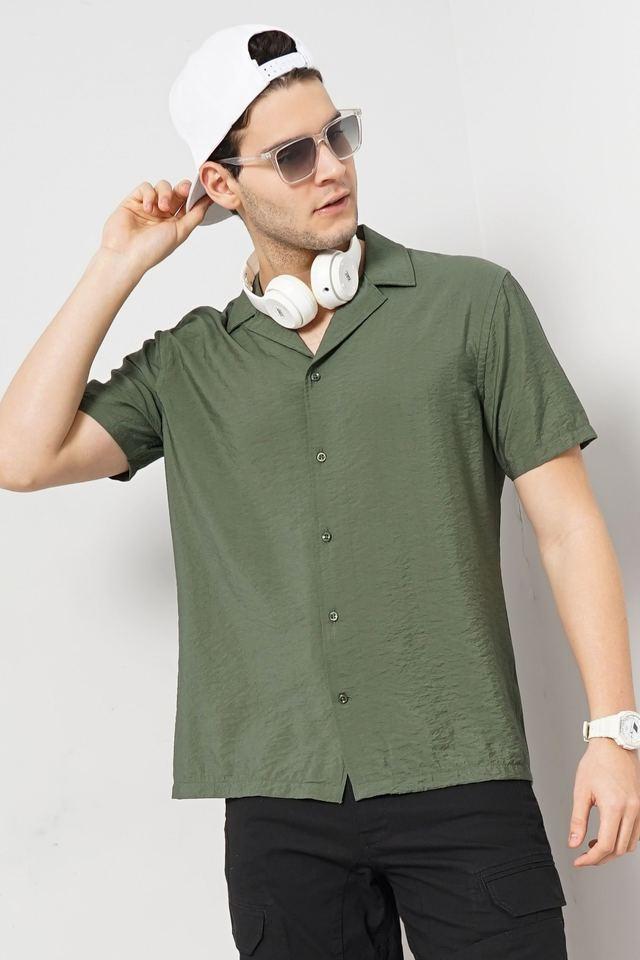 textured viscose regular fit mens casual wear shirt