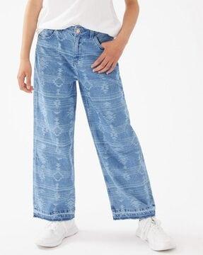 textured wide jeans