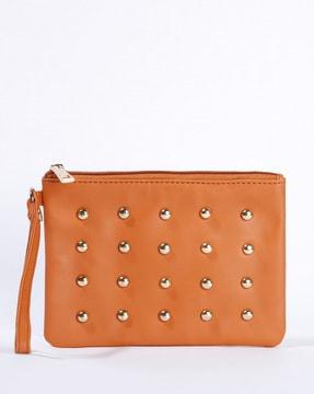 textured wristlet with rivets