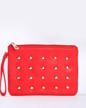 textured wristlet with rivets