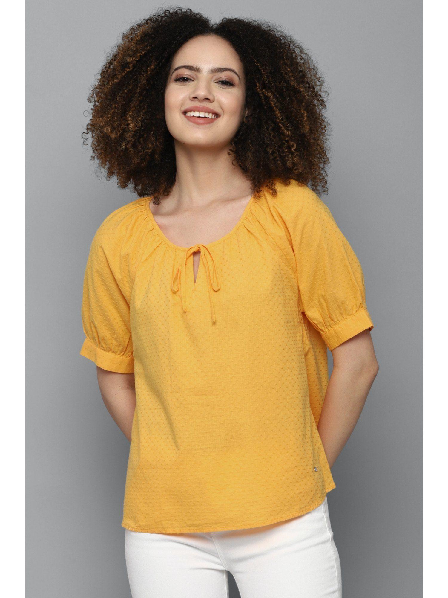 textured yellow tunic top