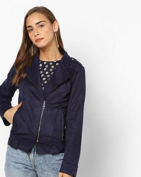 textured zip-front jacket