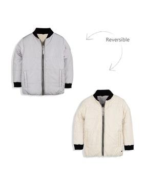 textured zip-front reversible jacket