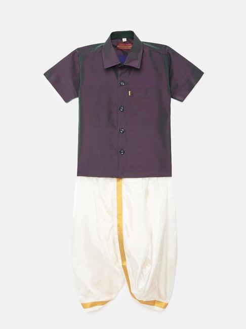 thangamagan kids burgundy solid shirt with panjagajam