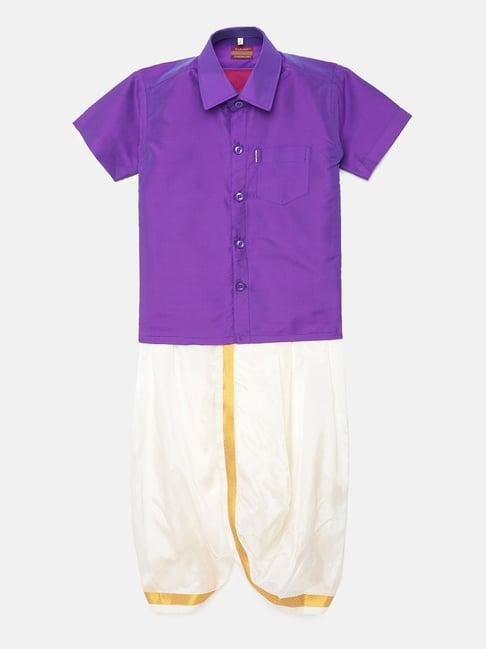 thangamagan kids lavender & cream solid shirt with panjagajam