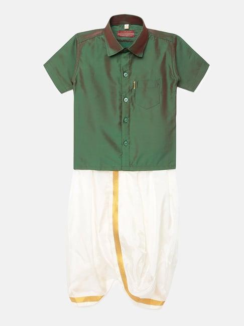 thangamagan kids sage green solid shirt with panjagajam