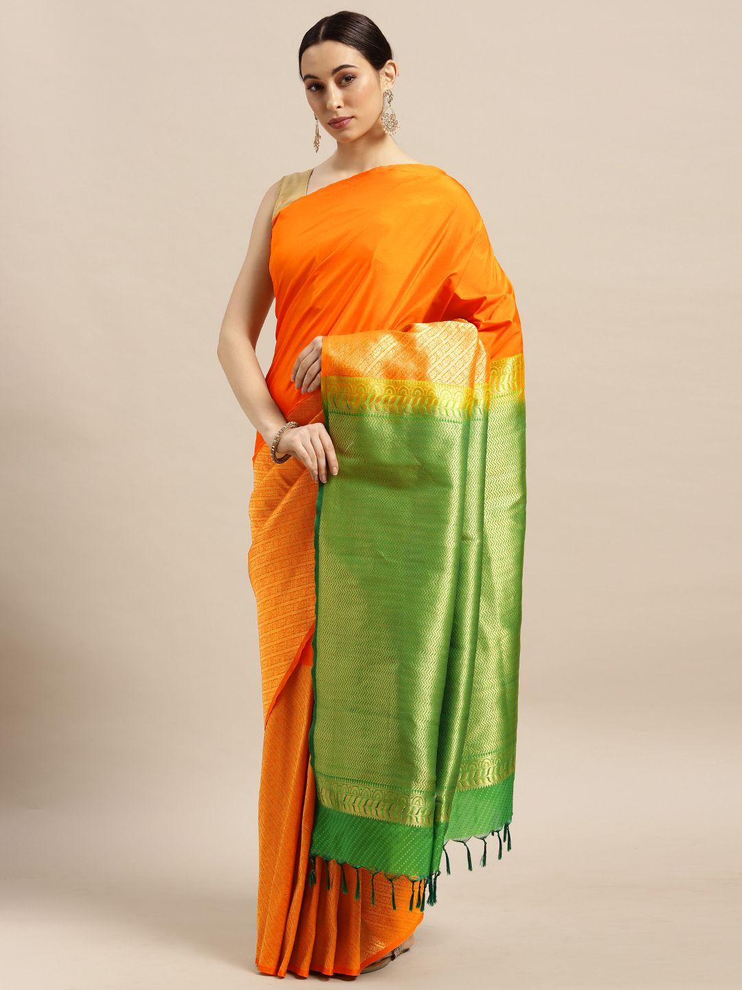 thara sarees orange zari art silk kovai saree