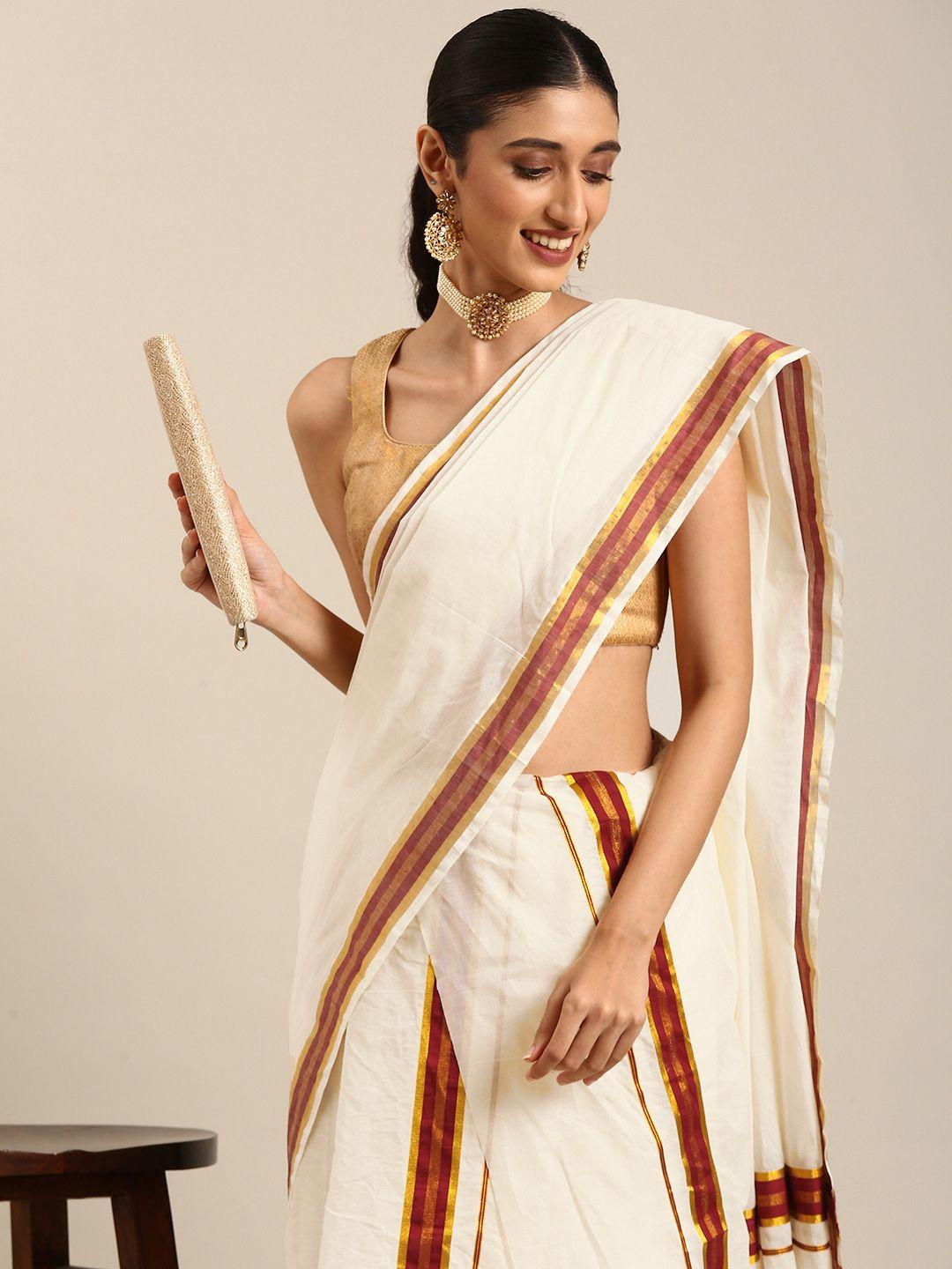 thara sarees zari pure cotton kasavu saree