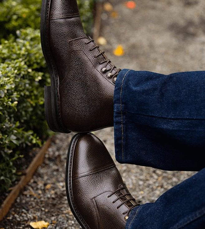 the alternate lace boots with toe cap brown
