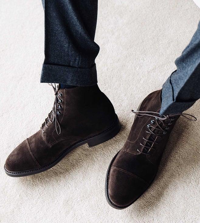 the alternate suede boots with toe cap - brown