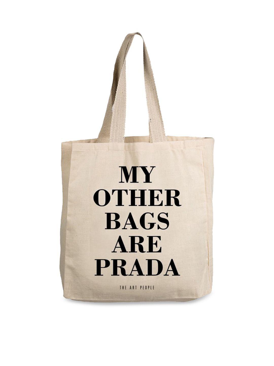 the art people cream-coloured printed shopper tote bag