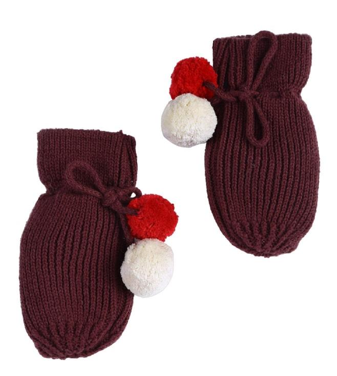 the baby trunk brown nuts christmas knitted mittens (0-3 m)