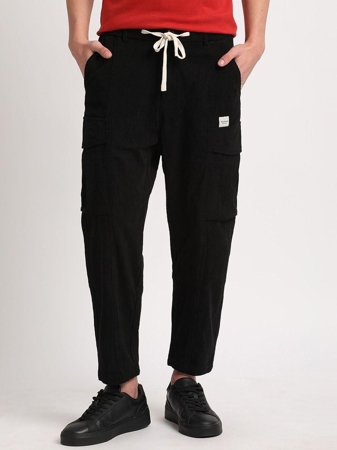 the bear house men black relaxed loose fit corduroy trousers