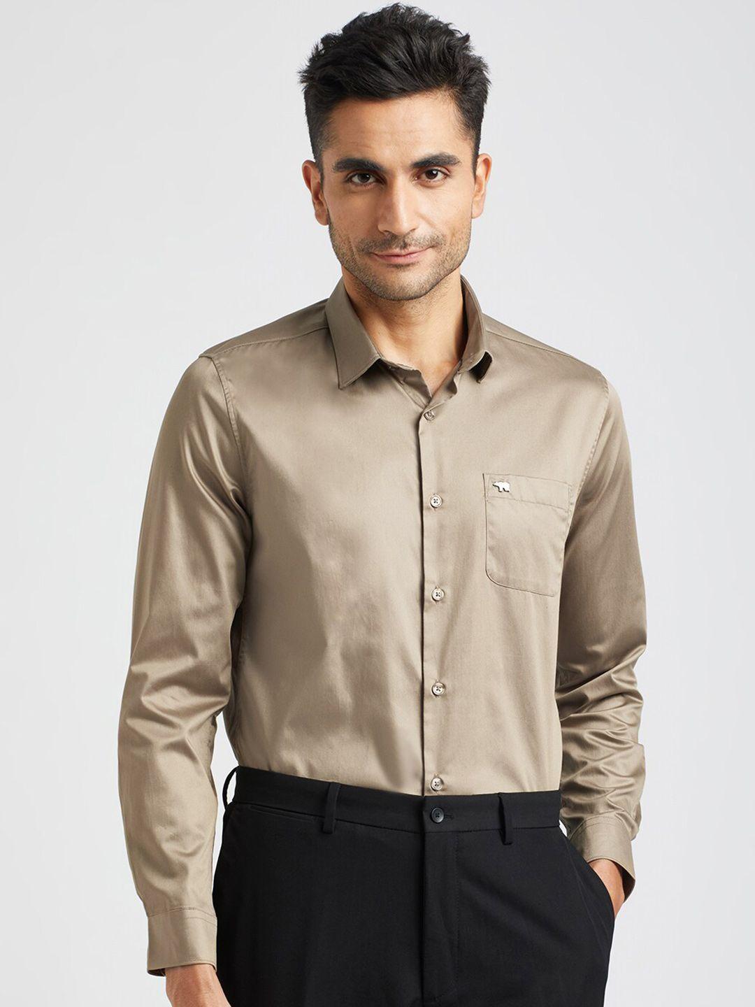 the bear house men brown slim fit opaque formal shirt