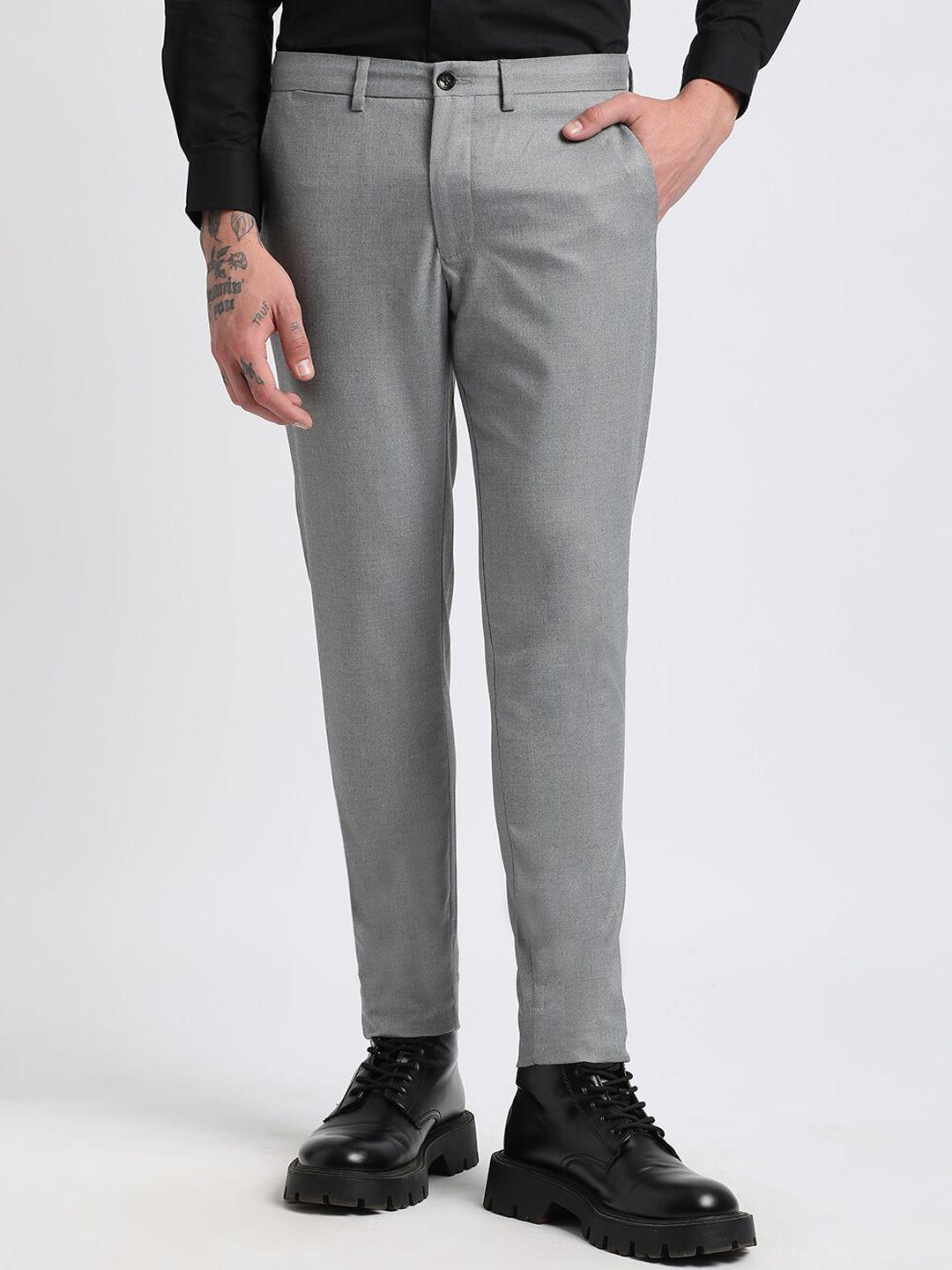 the bear house men slim fit mid-rise formal trousers
