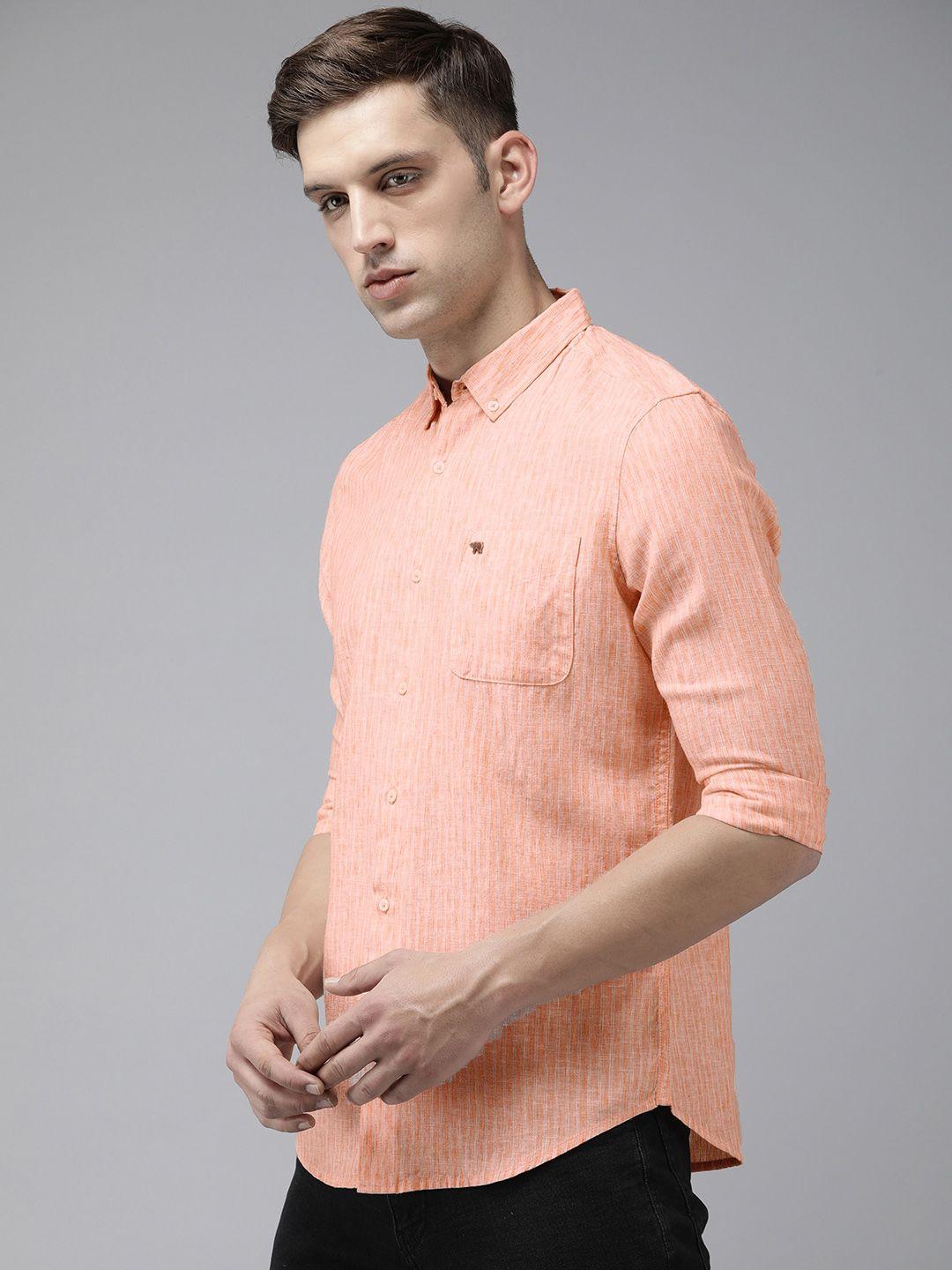 the bear house pure cotton slim fit opaque striped casual shirt
