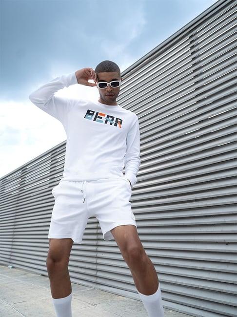 the bear house white cotton slim fit graphic print tracksuit