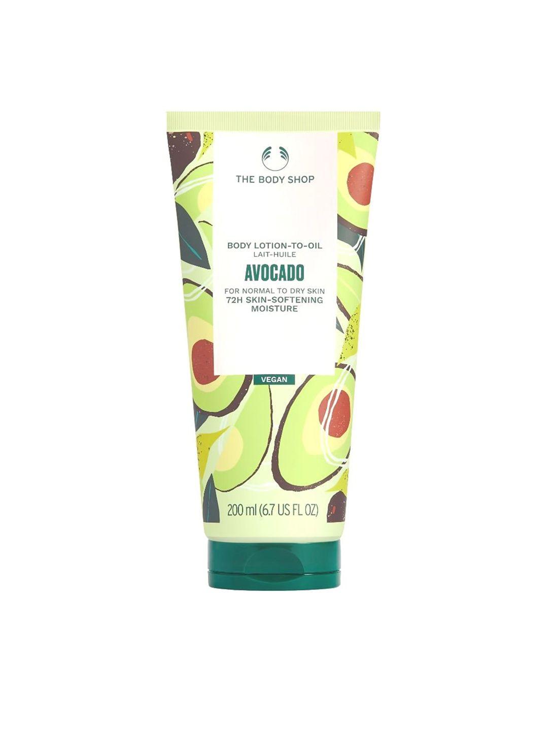 the body shop avocado 72h skin-softening moisture body lotion-to-oil with shea - 200 ml