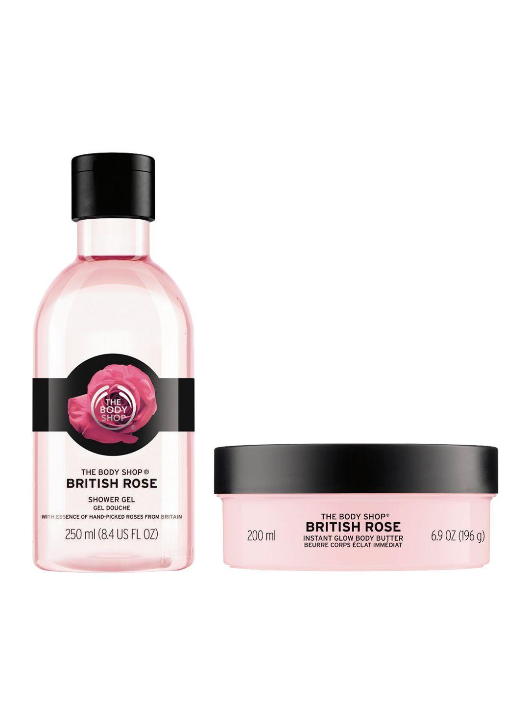 the body shop british rose shower gel & sustainable instant glow body butter