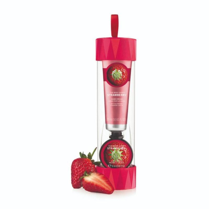 the body shop duo lip & hand strawberry gift set