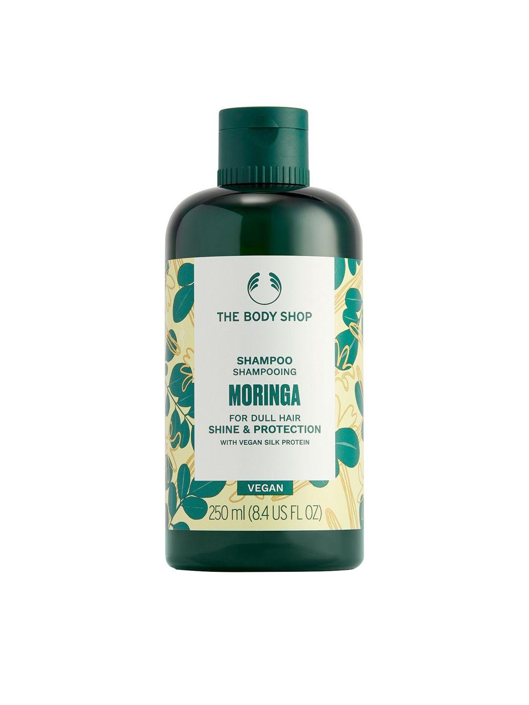 the body shop moringa shine & protection vegan shampoo with silk protein - 250 ml