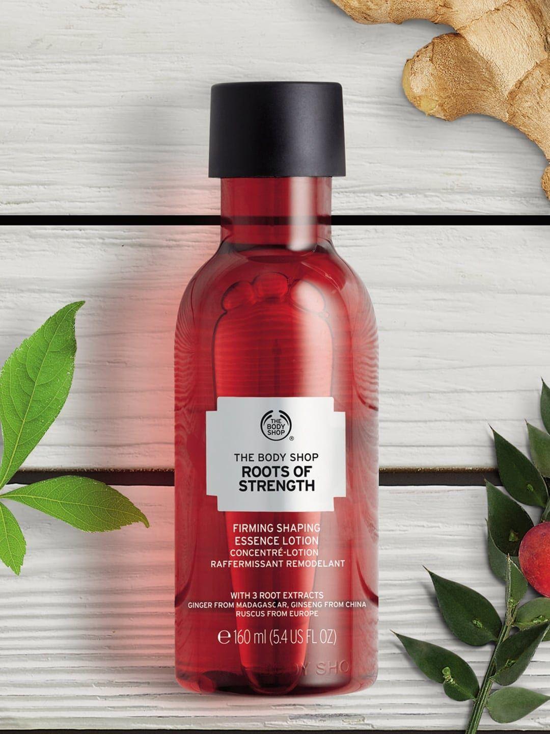 the body shop roots of strength firming shaping sustainable essence lotion 160ml