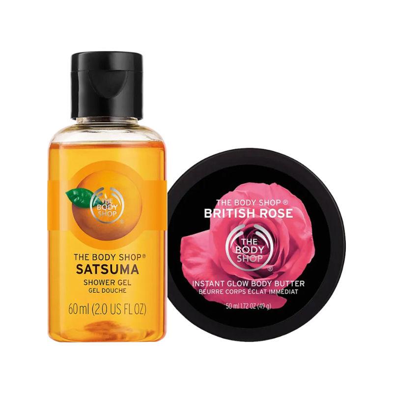 the body shop satsuma shower gel & british rose body butter