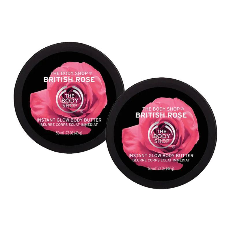 the body shop set of 2 british rose body butter mini
