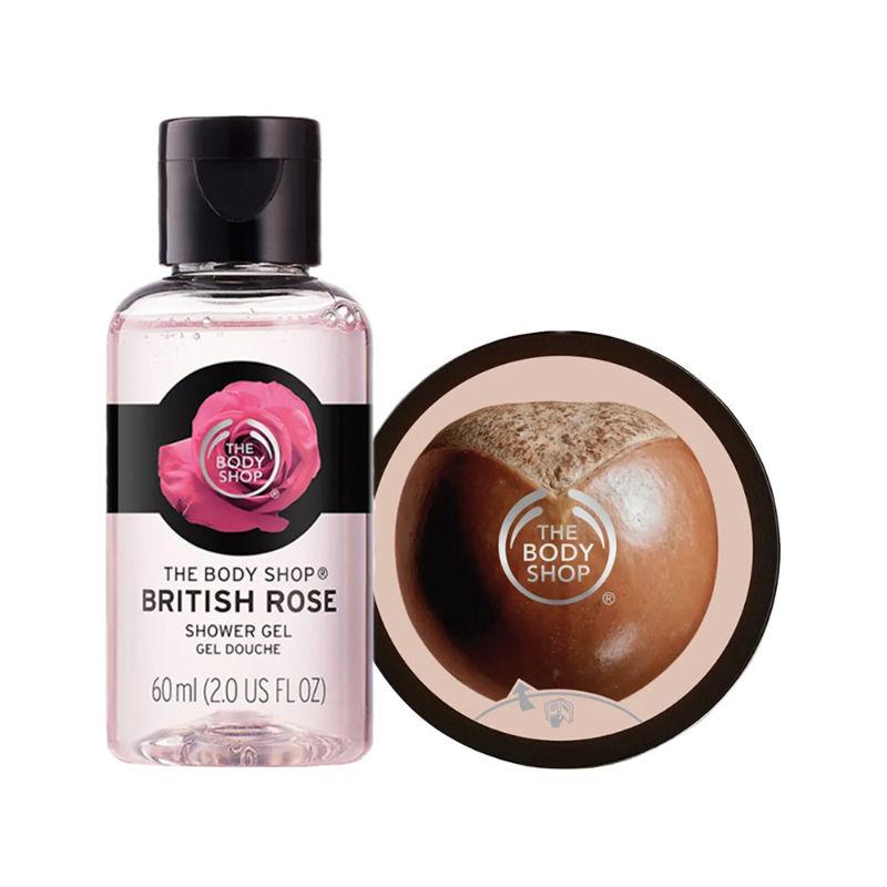 the body shop set of british rose shower gel & body butter