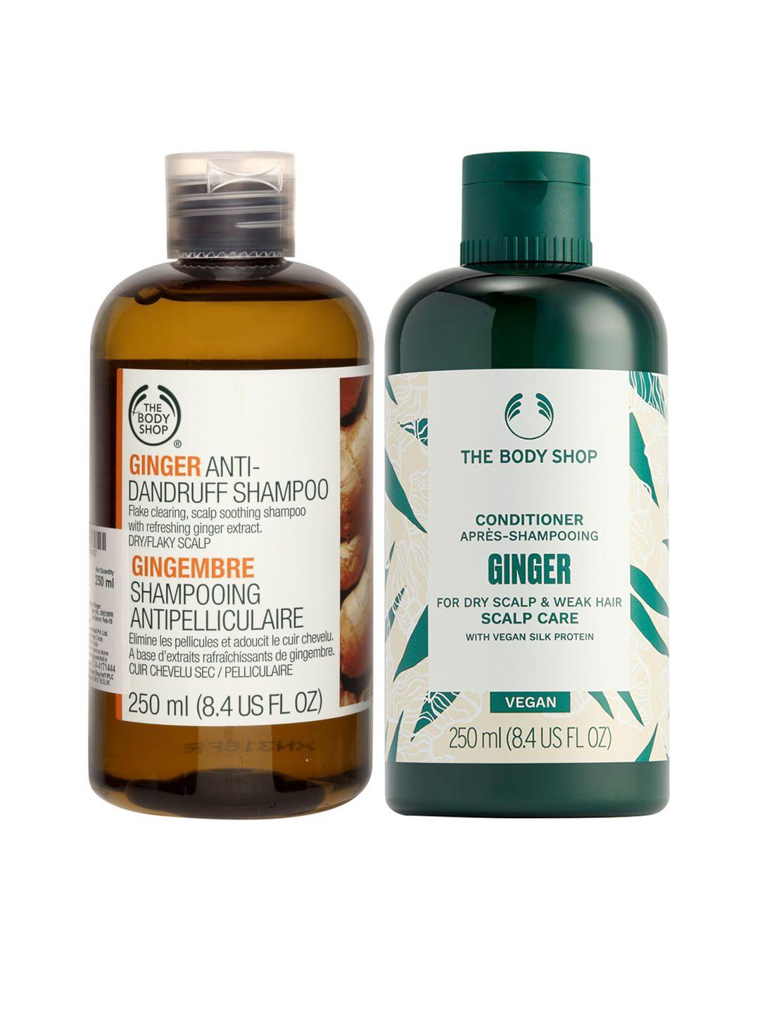 the body shop set of ginger anti-dandruff shampoo & scalp care conditioner - 250 ml each