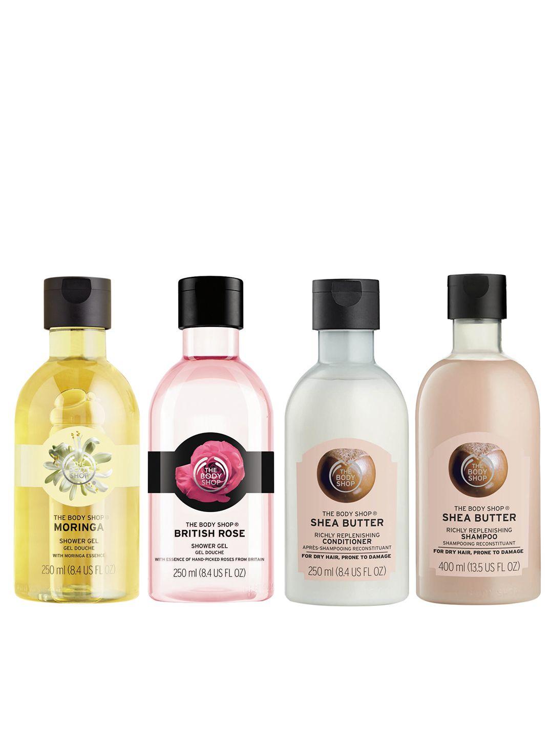 the body shop set of shampoo & conditioner with shower gel