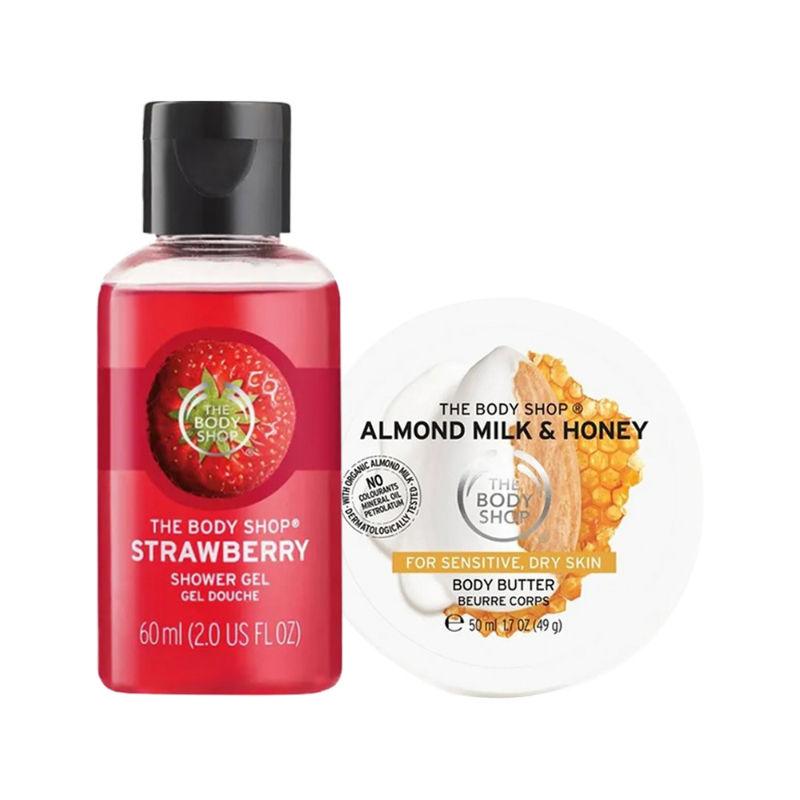 the body shop strawberry shower gel & milk and honey body butter