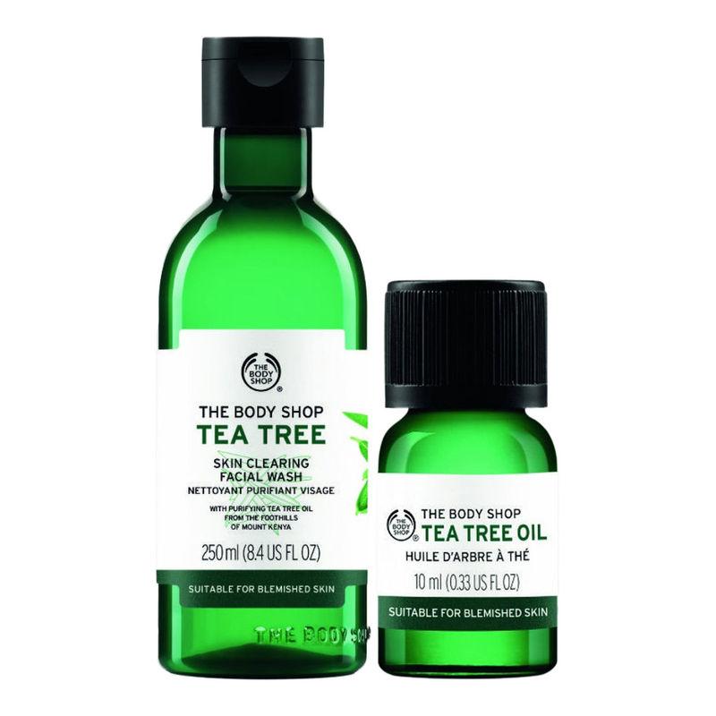 the body shop tea tree facial wash & face oil combo