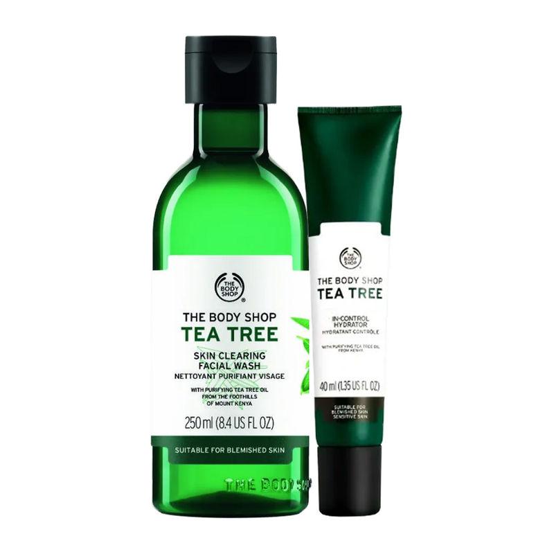 the body shop tea tree facial wash & skin control hydrator combo