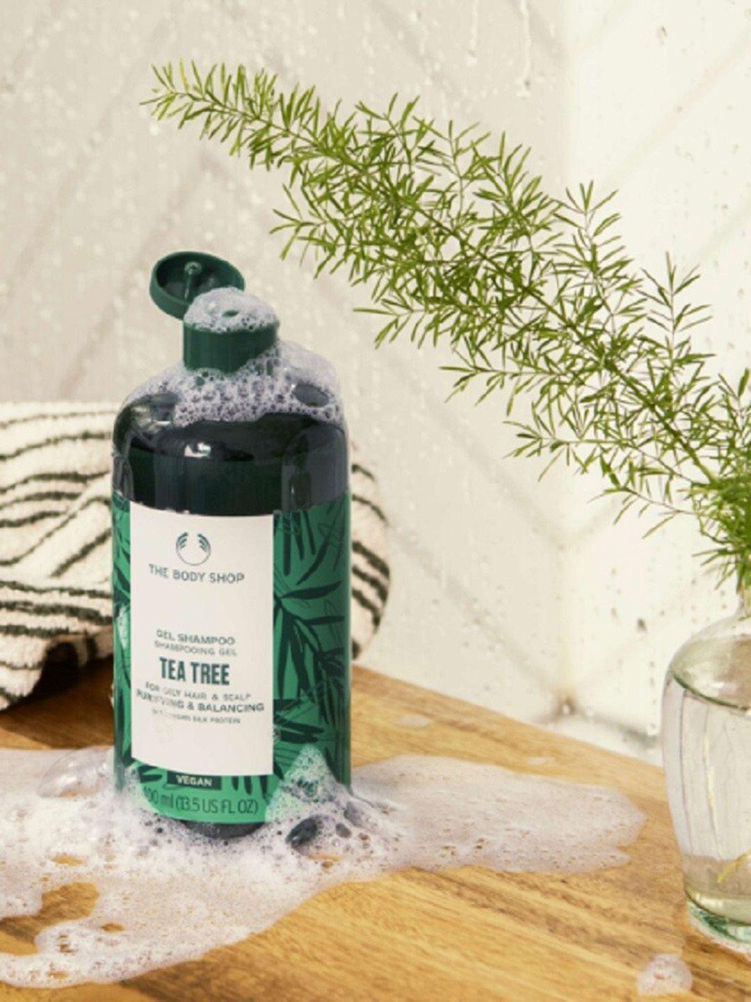 the body shop tea tree purifying & balancing vegan shampoo with silk protein - 400 ml