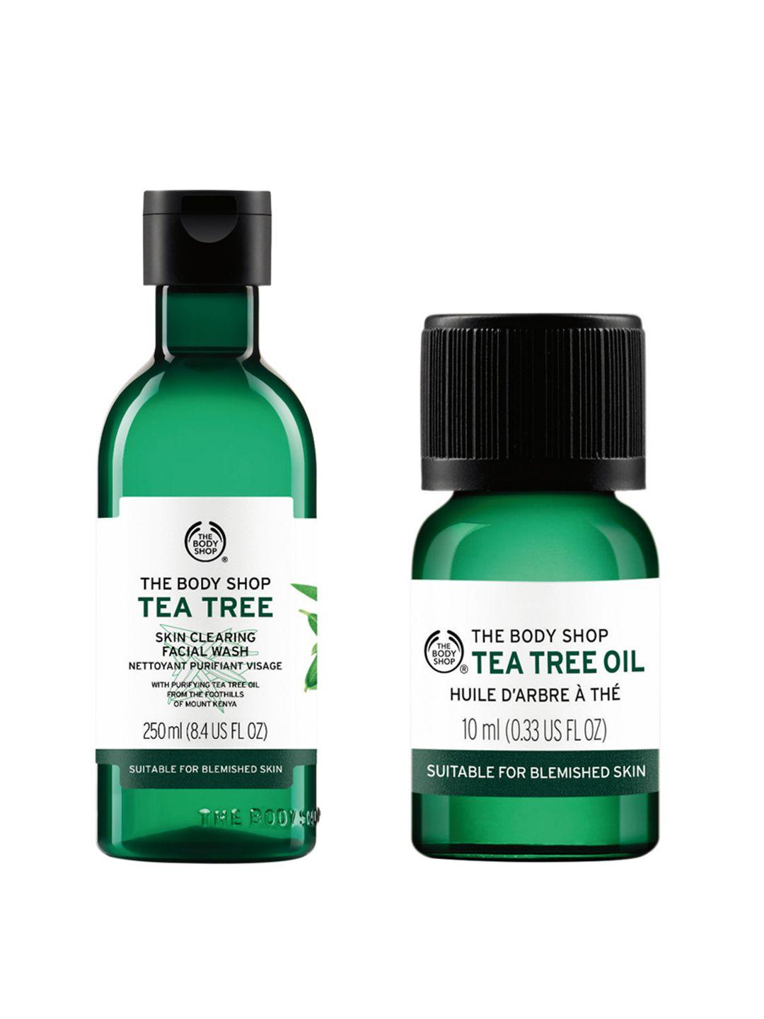 the body shop unisex set of face wash & tea tree essential oil