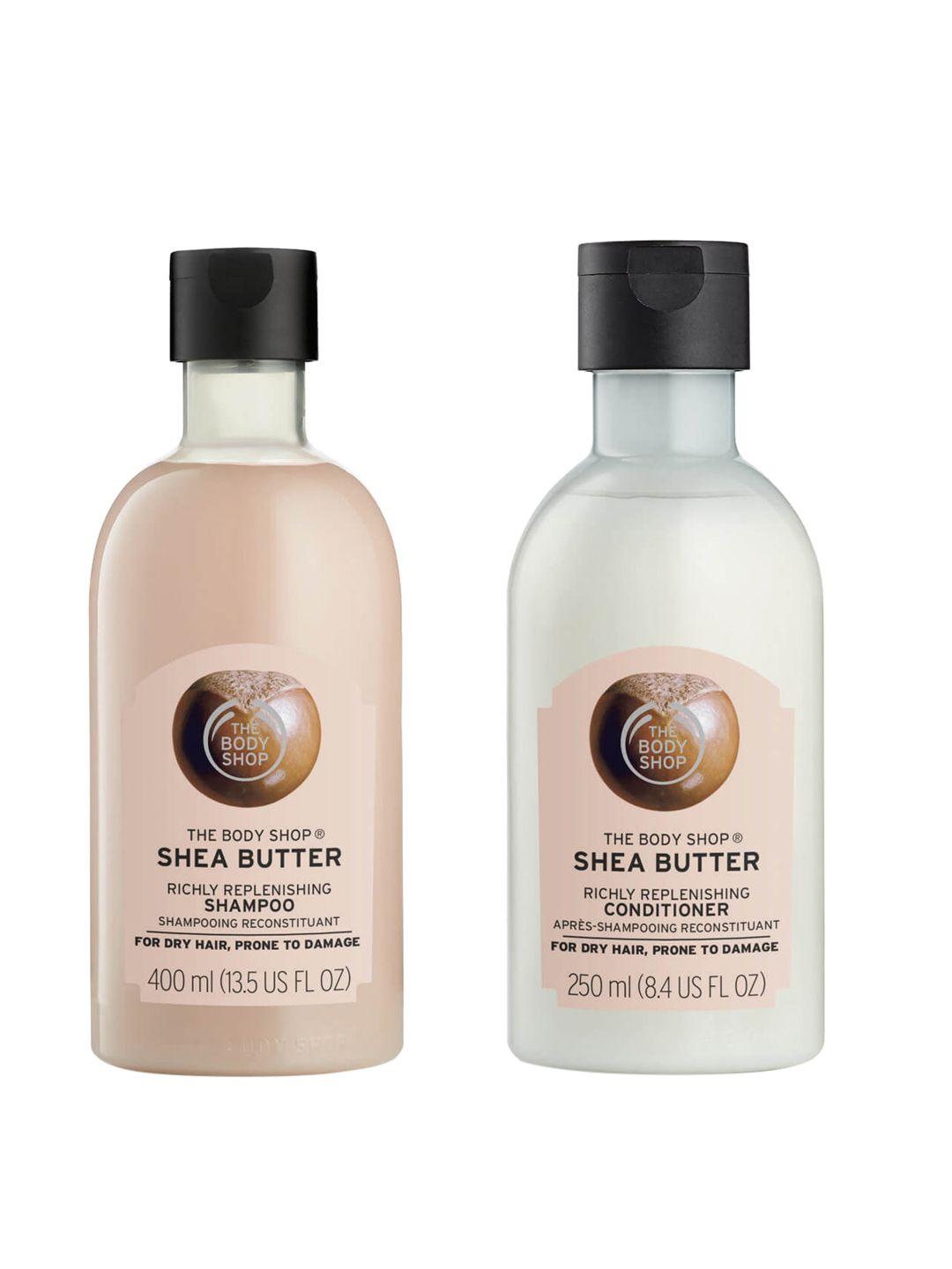 the body shop unisex set of shea butter richly replenishing shampoo & conditioner