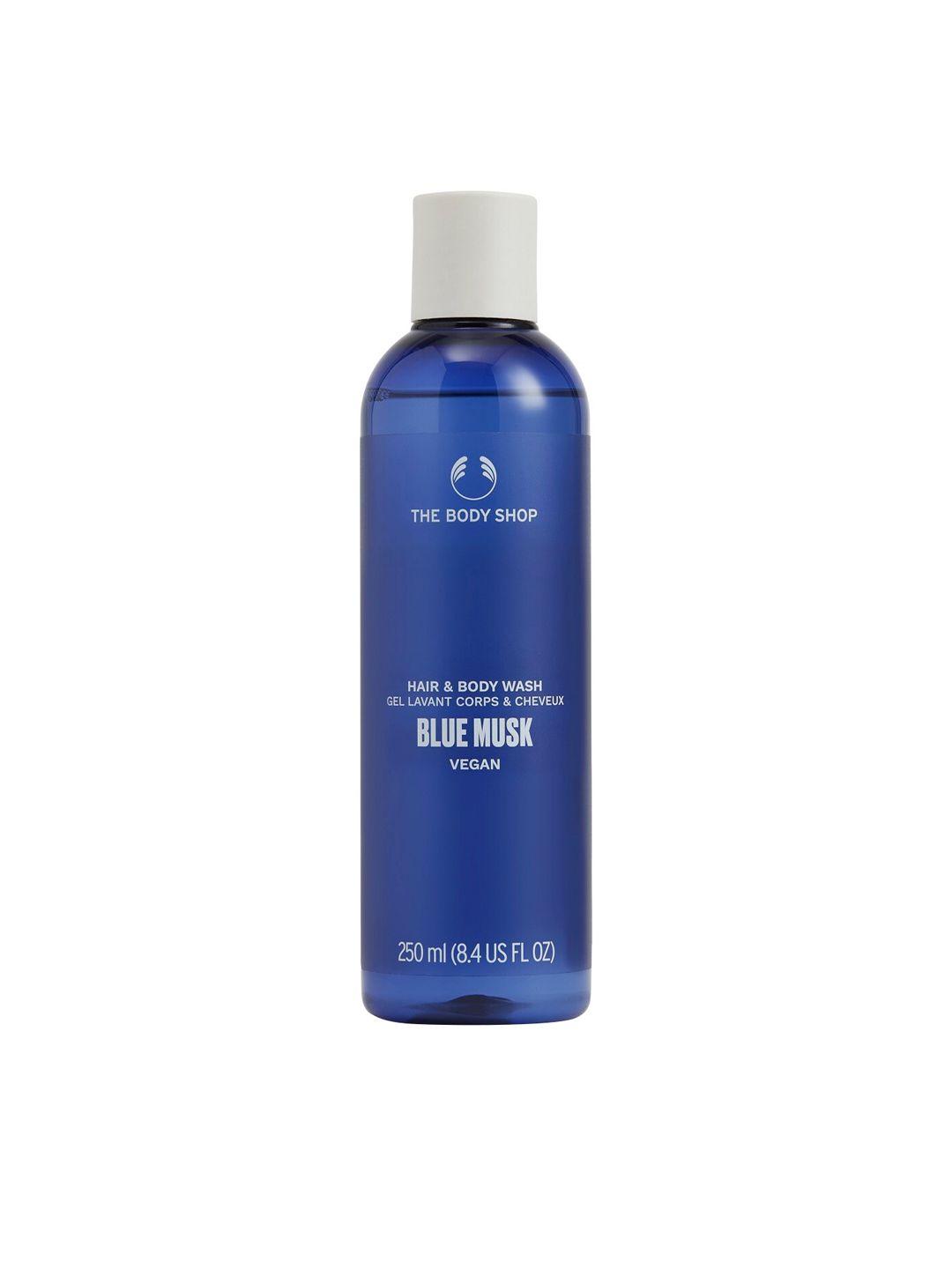 the body shop vegan blue musk hair & body wash - 250 ml