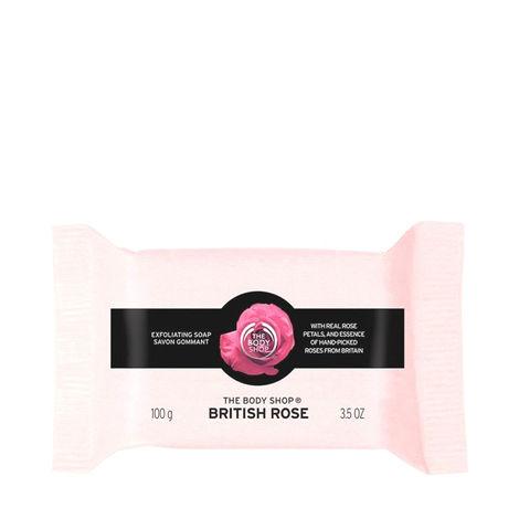 the body shop vegan british rose exfoliating soap, 100g