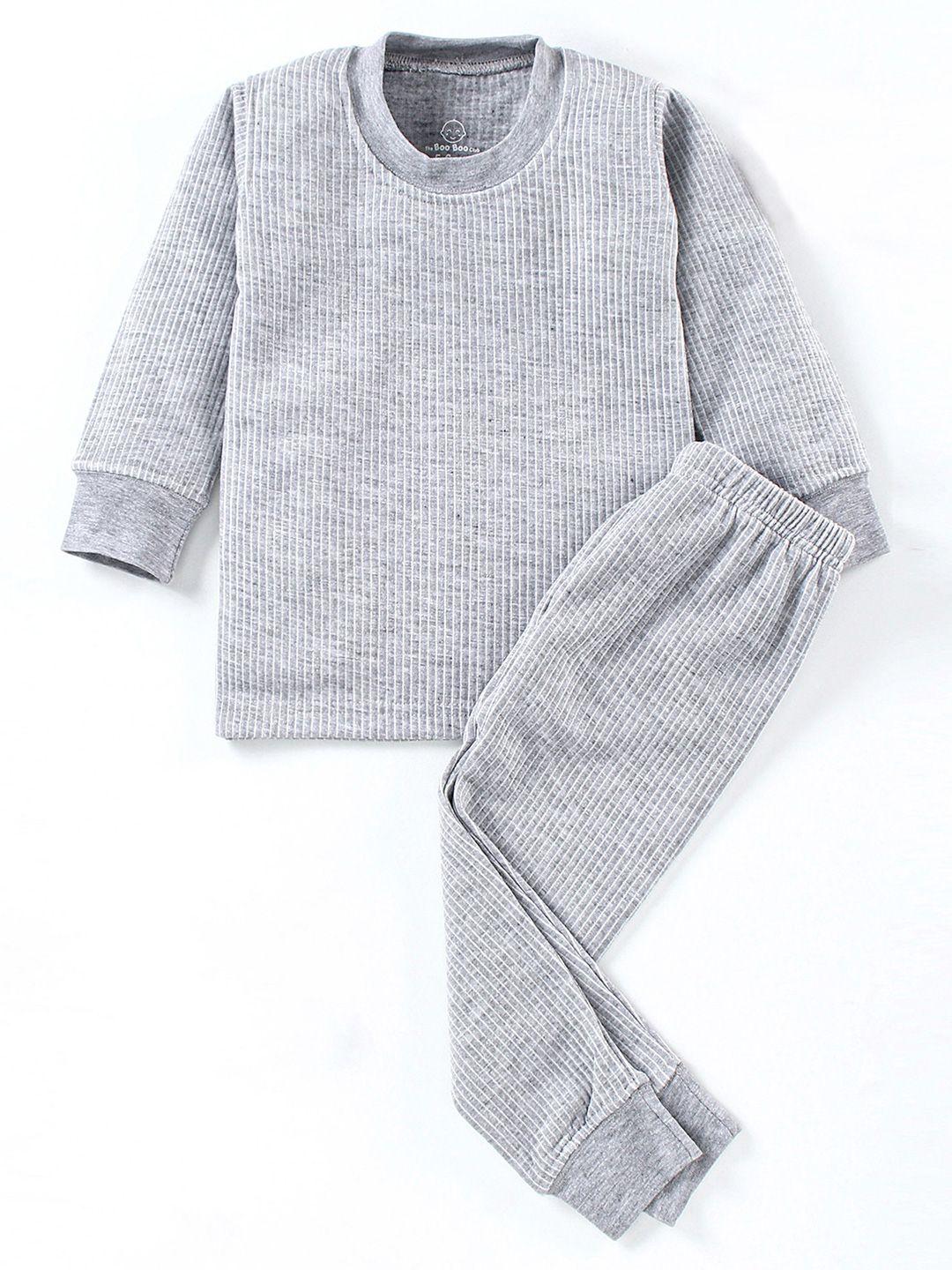 the boo boo club kids grey solid cotton thermal set