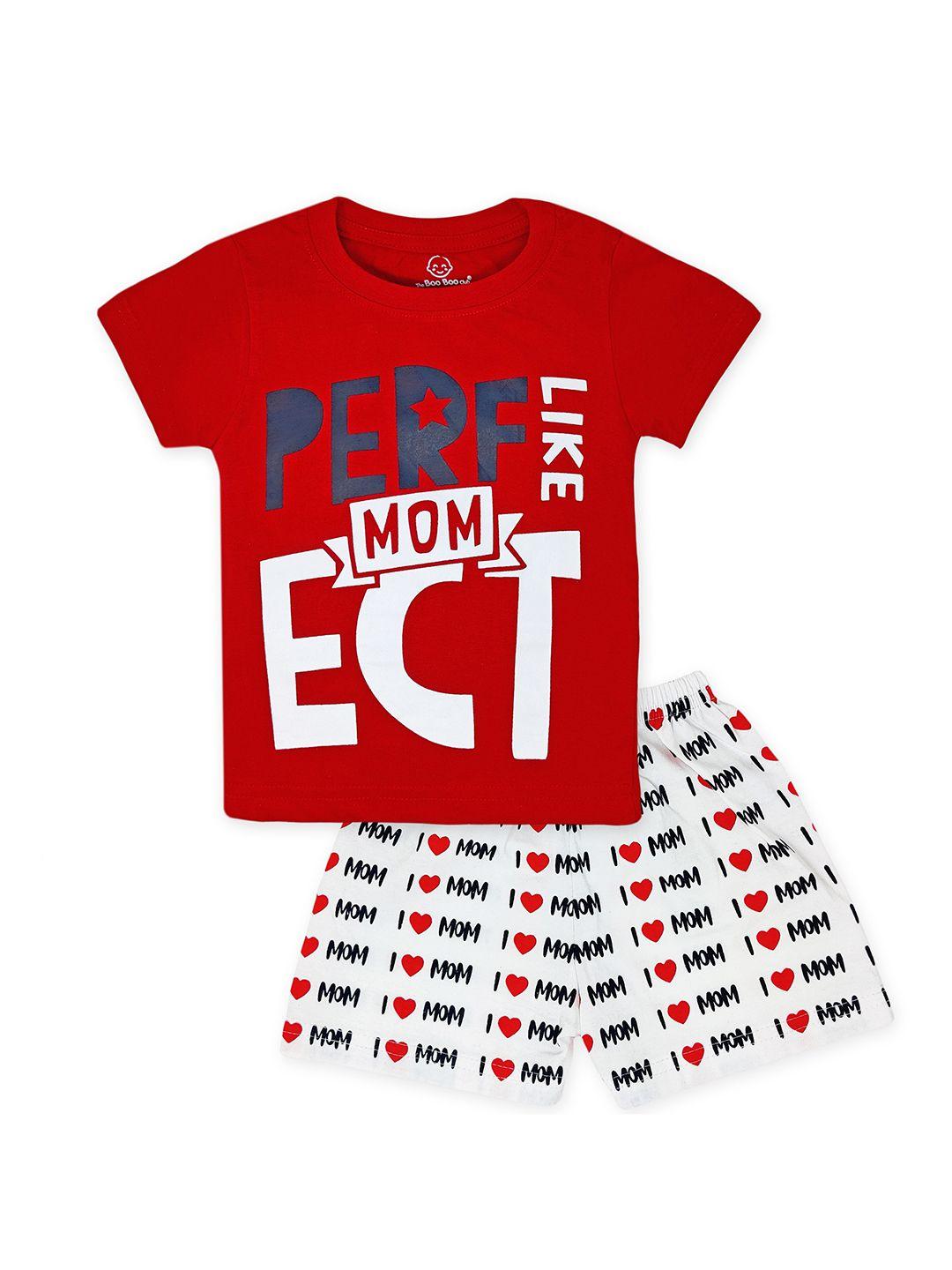 the boo boo club kids red printed t-shirt with shorts