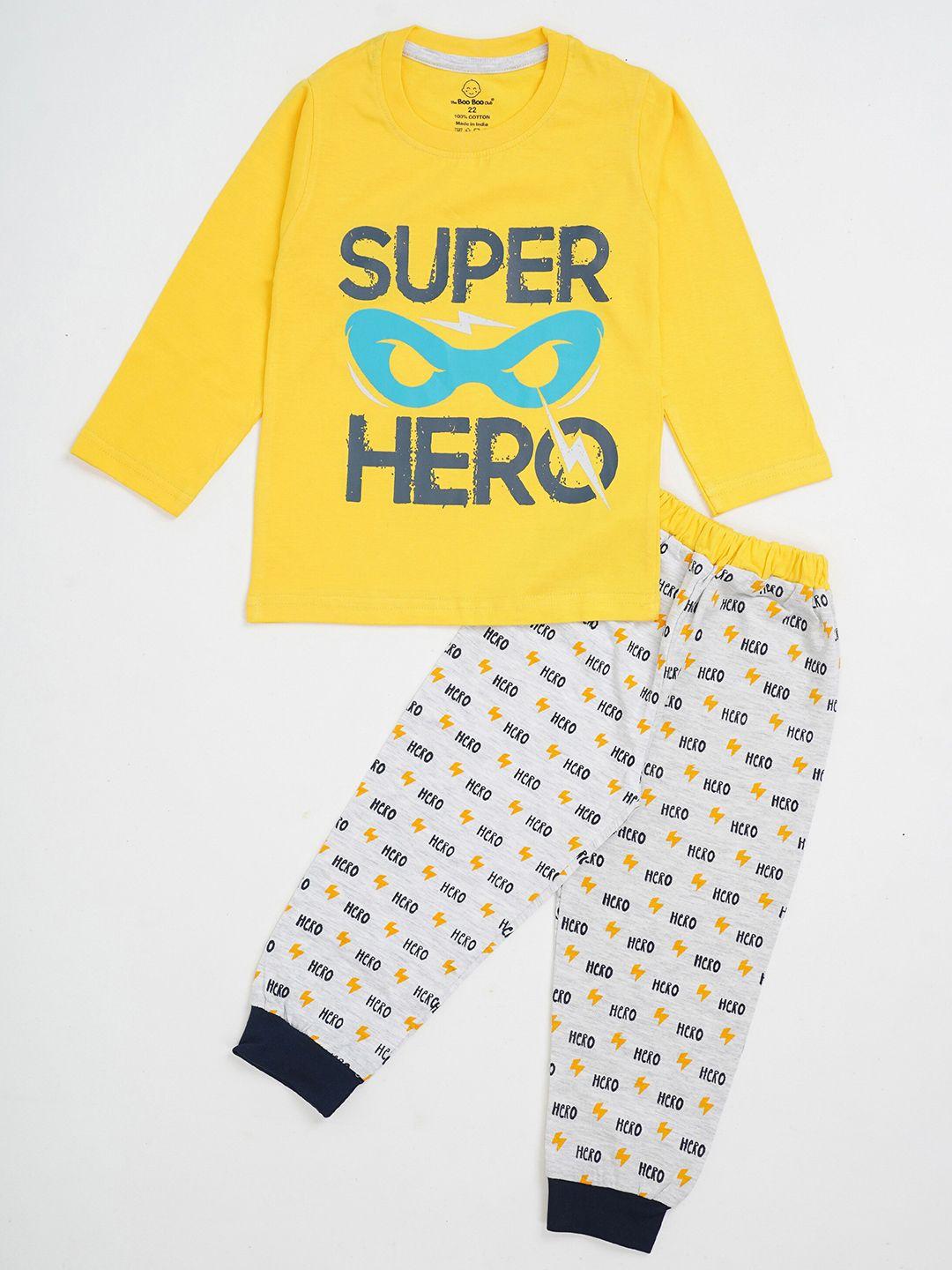 the boo club set of 2 unisex kids yellow & grey printed t-shirt with capris